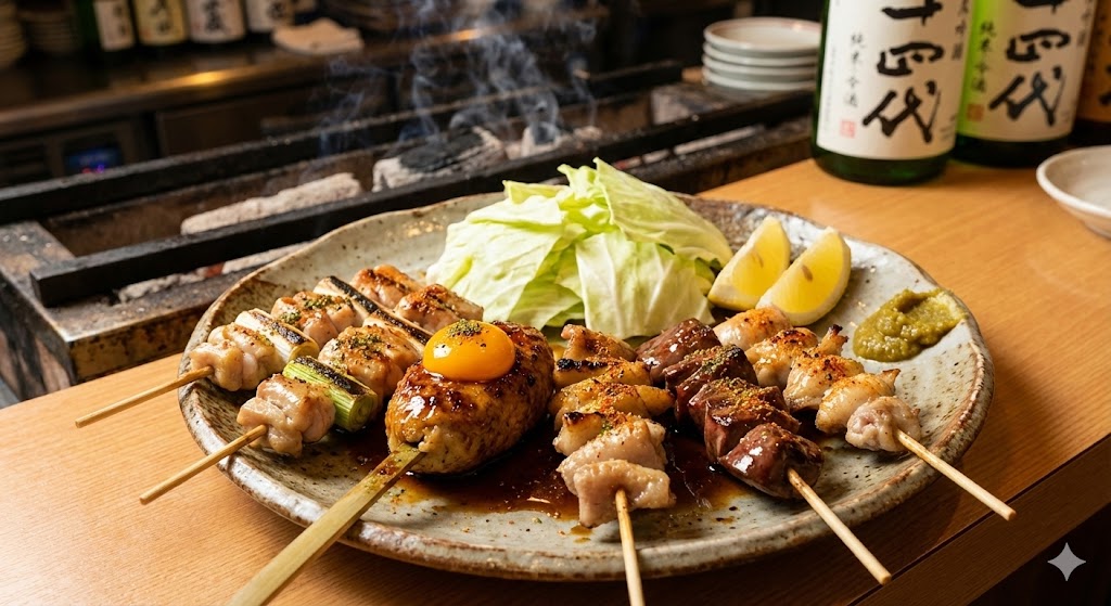 炭火で焼き上げる焼鳥